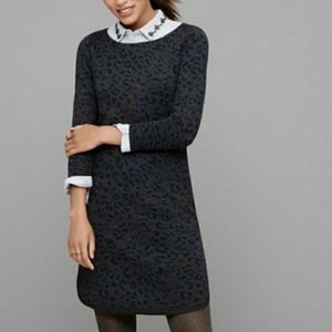 Loft - charcoal gray and blue leopard print dress